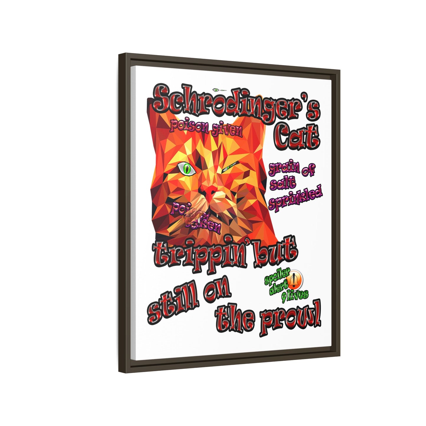 schrodinger's cat - framed canvas art (white)