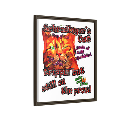 schrodinger's cat - framed canvas art (white)