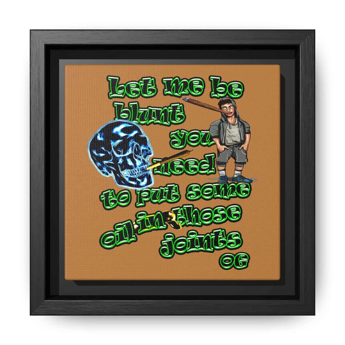 og - framed canvas art (light brown)