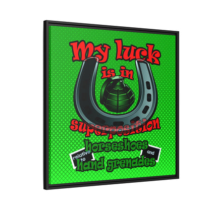 my luck - framed canvas art (logo green)