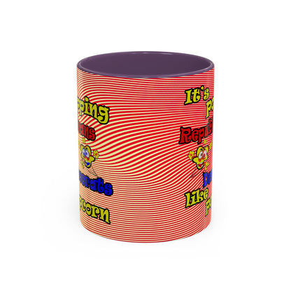 popping like popcorn - Accent Mug (yellow-orange wave)