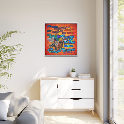 drop the beat - framed canvas art (burnt orange)
