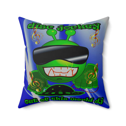 disc jockey - Spun Polyester Square Pillow - (blue-white wave)