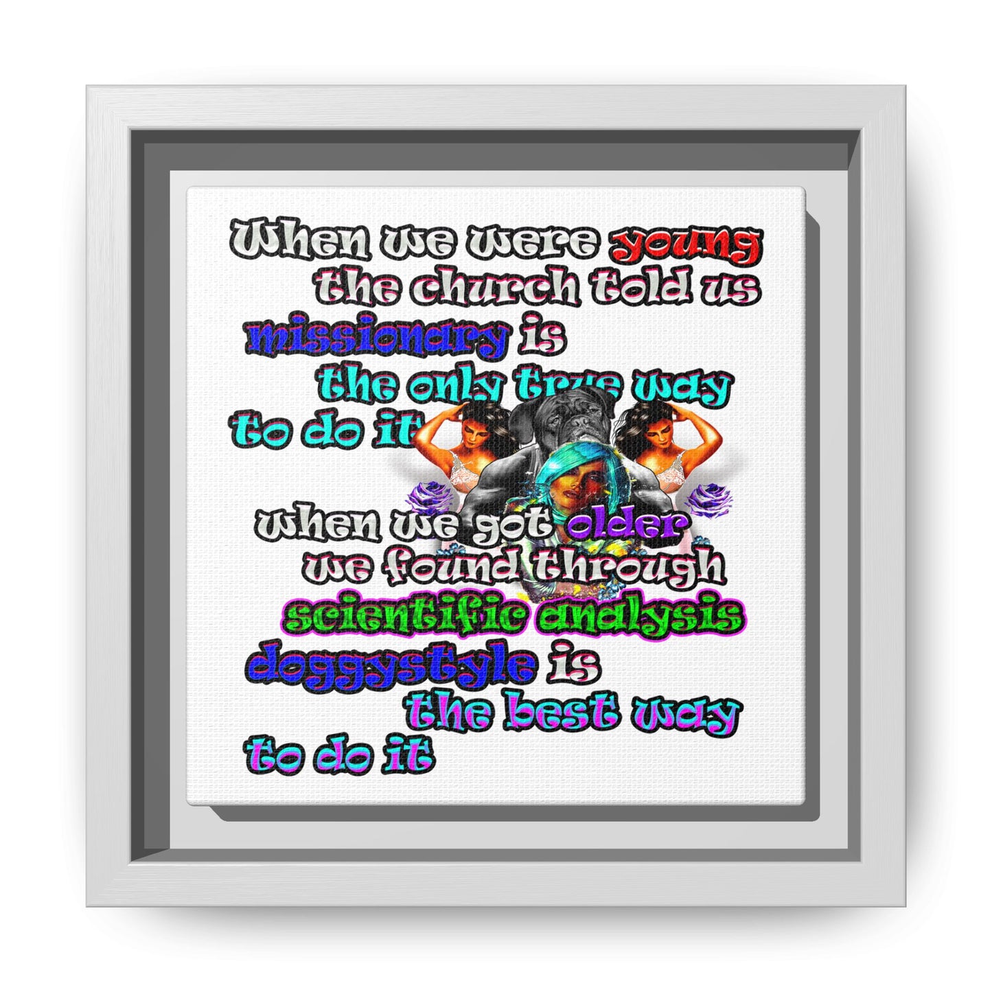 doggystyle - framed canvas art (white)