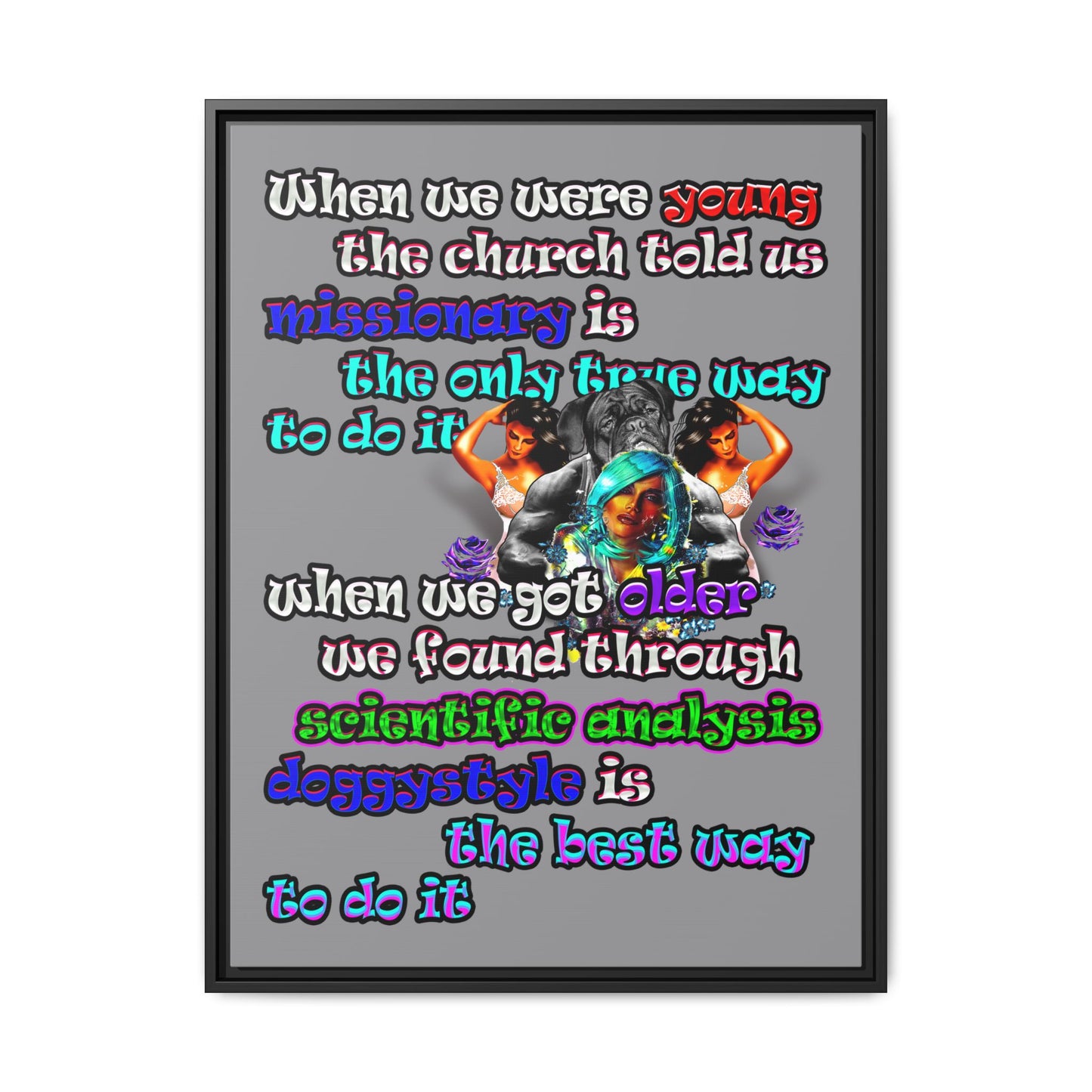doggystyle - framed canvas art (grey)
