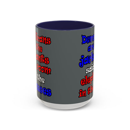 donkeys and elephants - Accent Mug (dark grey)