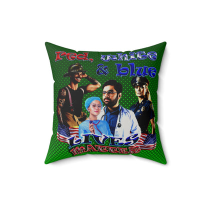 rw&b lives matter - Faux Suede Square Pillow - (logo green)