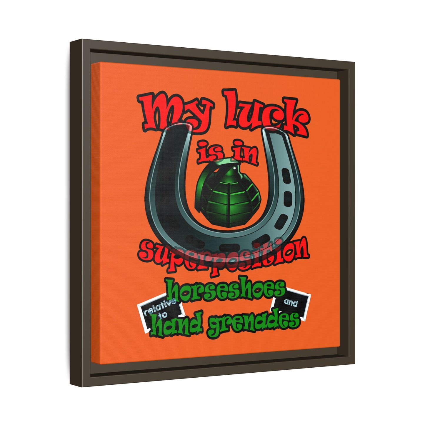 my luck - framed canvas art (orange)