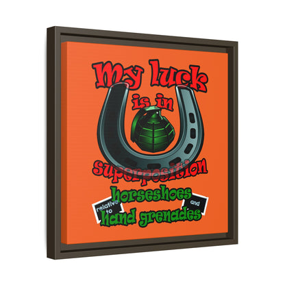 my luck - framed canvas art (orange)