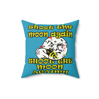 shoot the moon again - Faux Suede Square Pillow - (turquoise)