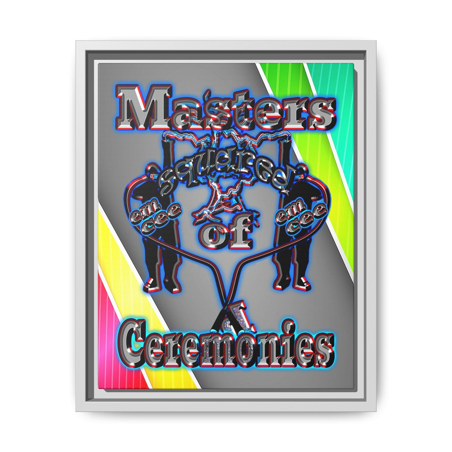 em cee squared - framed canvas art (rainbow split)