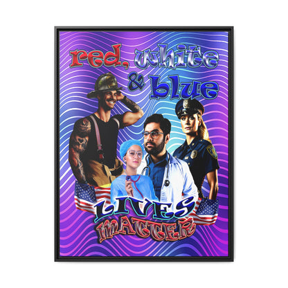 rw&b lives matter - framed canvas art (purple wave)