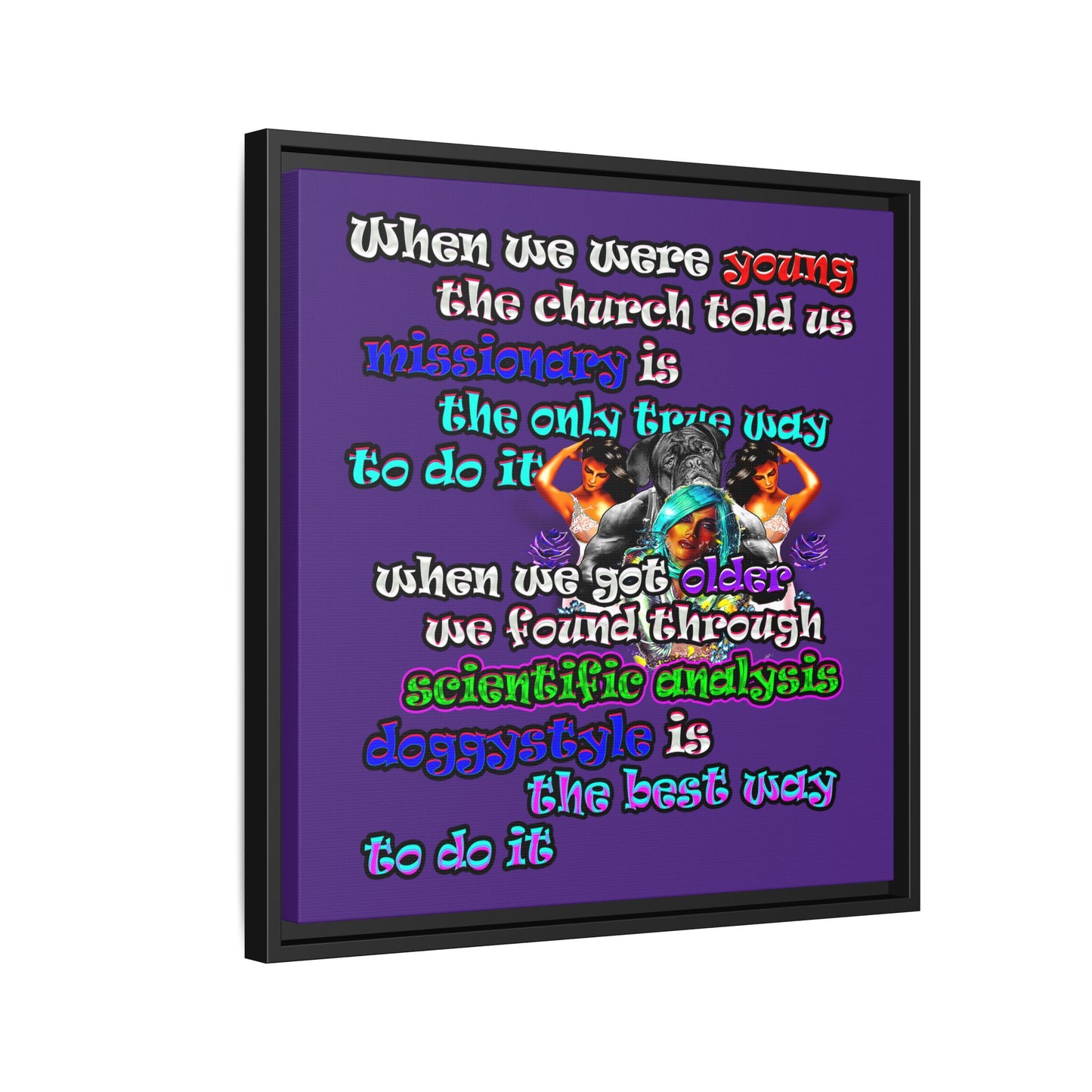 doggystyle - framed canvas art (purple)
