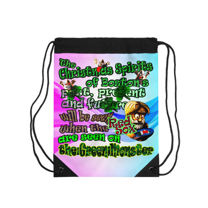 christmas spirits of boston - Drawstring Bag (light blue-pink wave)