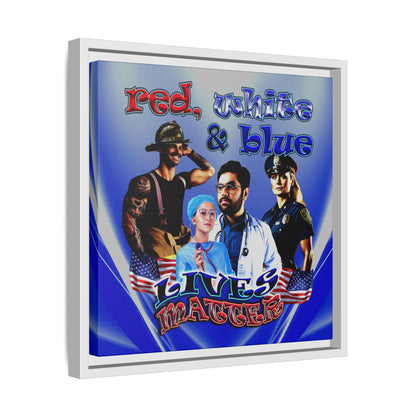 rw&b lives matter - framed canvas art (blue-white wave)