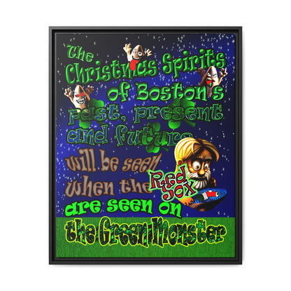 christmas spirits of boston - framed canvas art ('snoops' background)