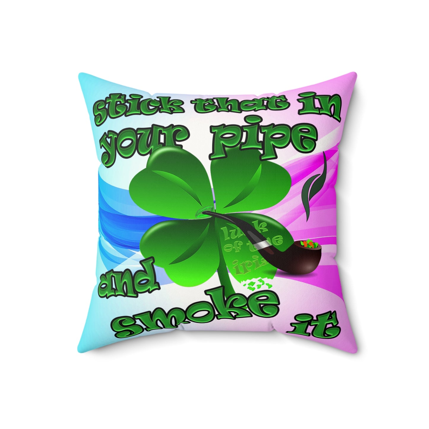 celtics logo - Faux Suede Square Pillow - (light blue-pink wave)