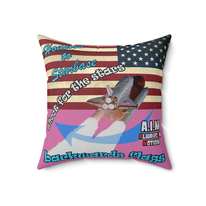 shoot for the stars - Spun Polyester Square Pillow - (light pink)