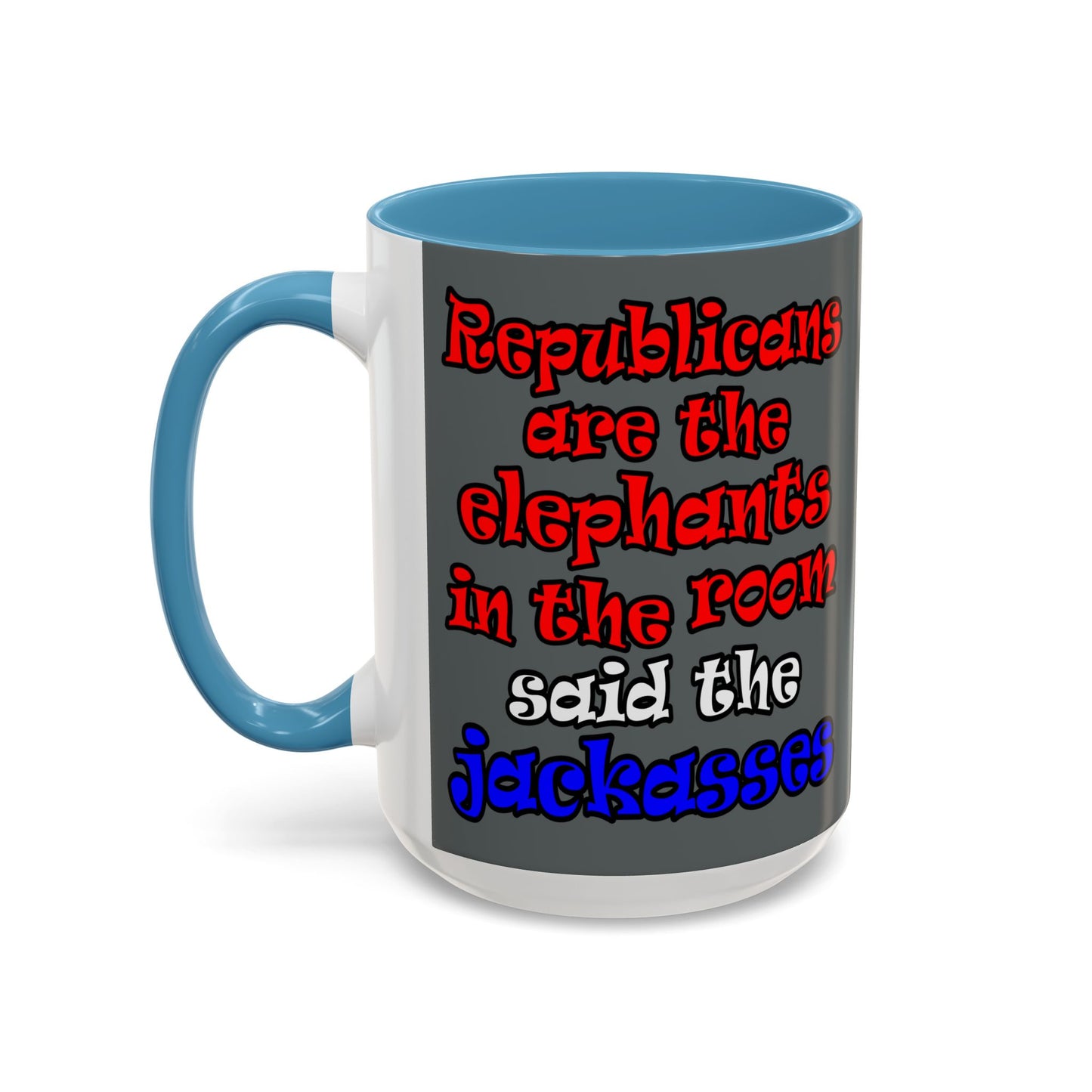 donkeys and elephants - Accent Mug (dark grey)