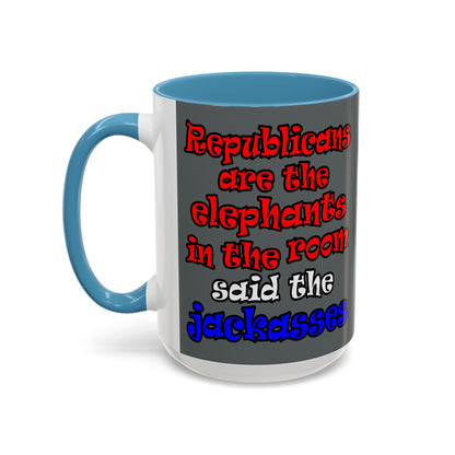 donkeys and elephants - Accent Mug (dark grey)