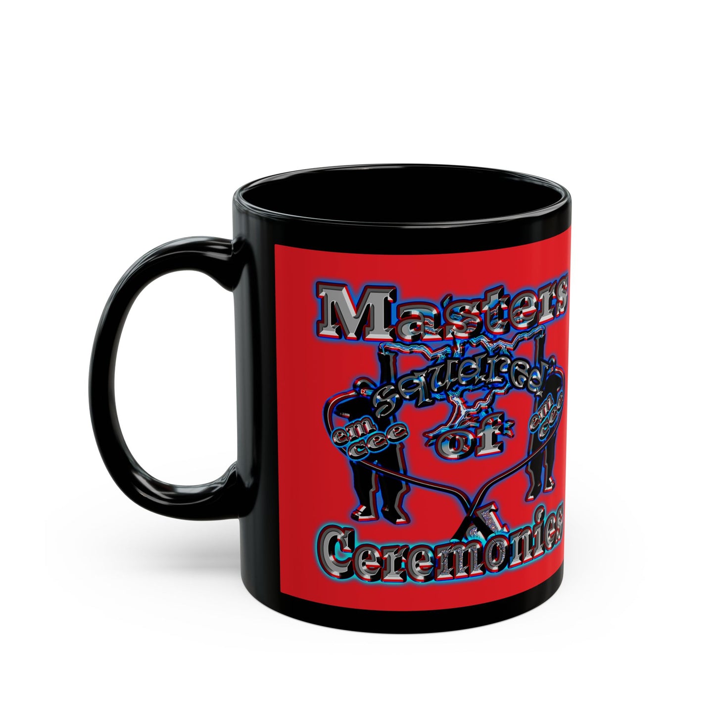 em cee squared - Black Mug (red)