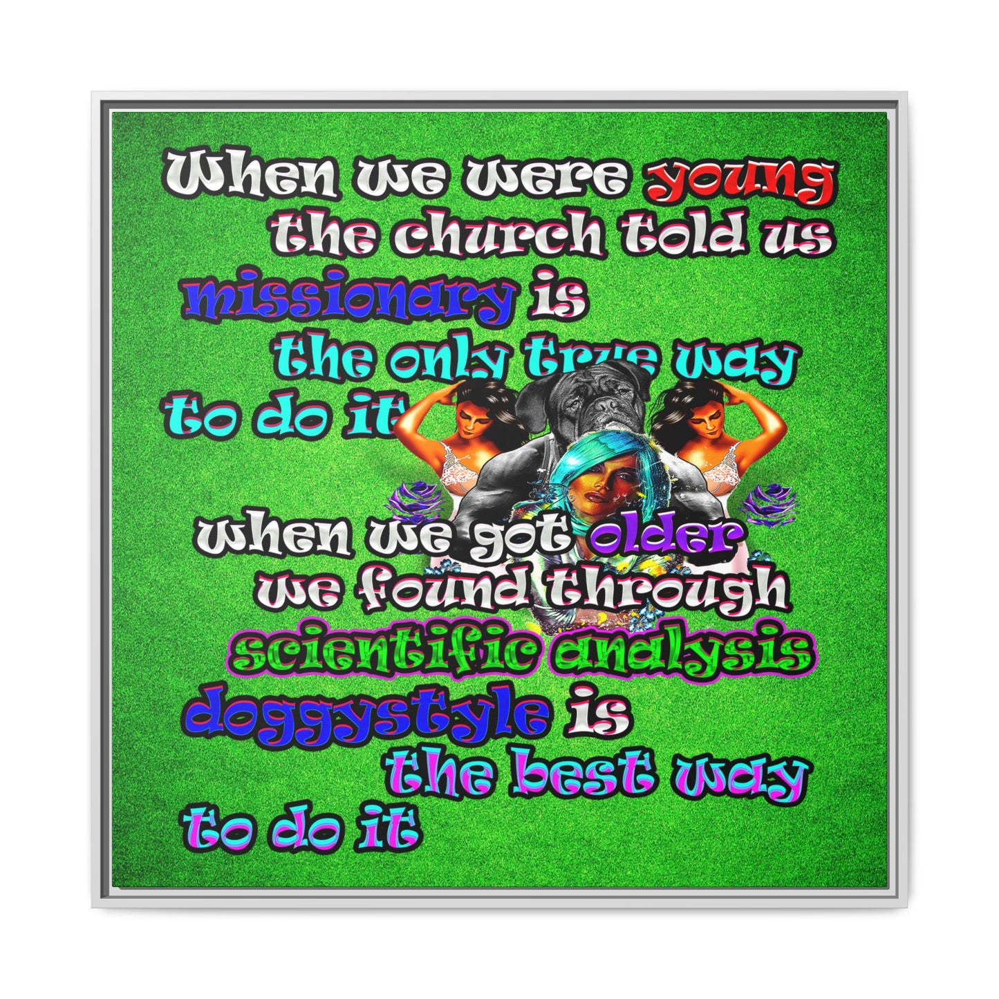 doggystyle - framed canvas art (green turf)
