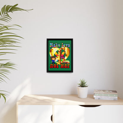 love peace - framed canvas art (dark green)