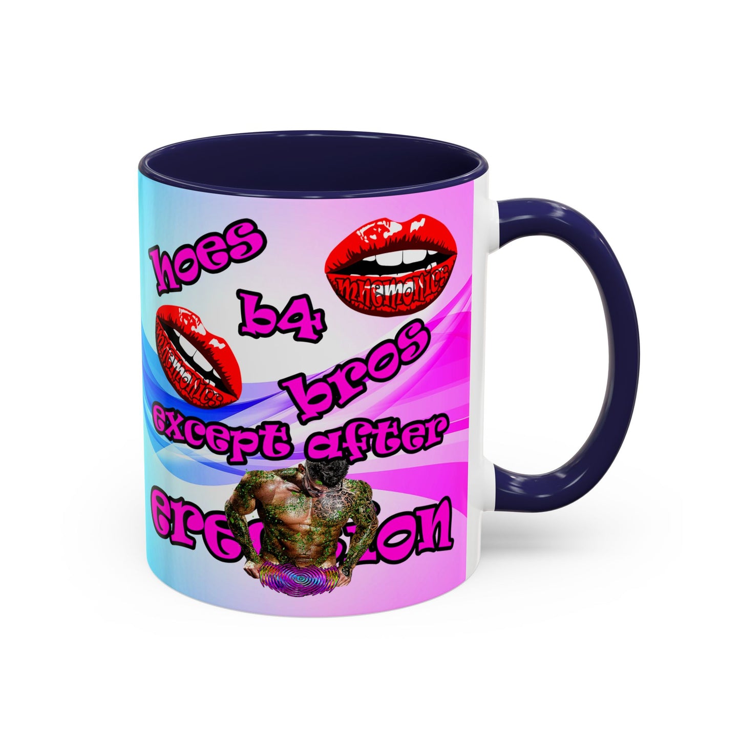hoes b4 bros - Accent Mug (light blue-pink wave)