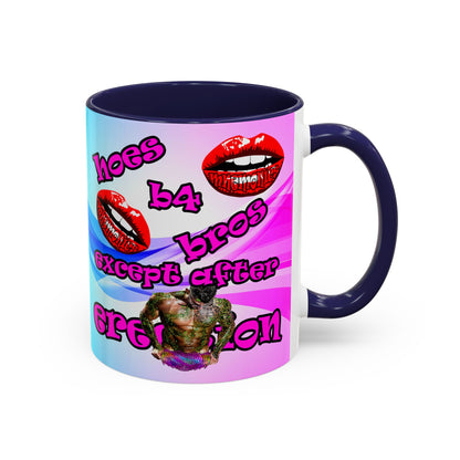 hoes b4 bros - Accent Mug (light blue-pink wave)