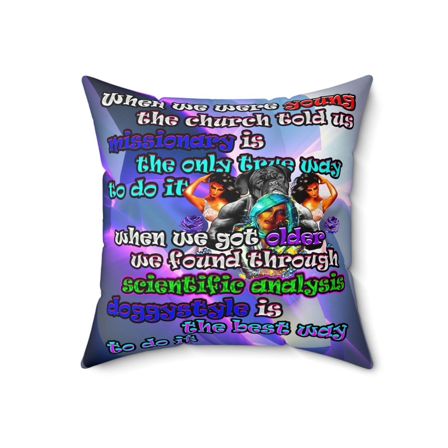 doggystyle - Spun Polyester Square Pillow - (grey-pink wave)