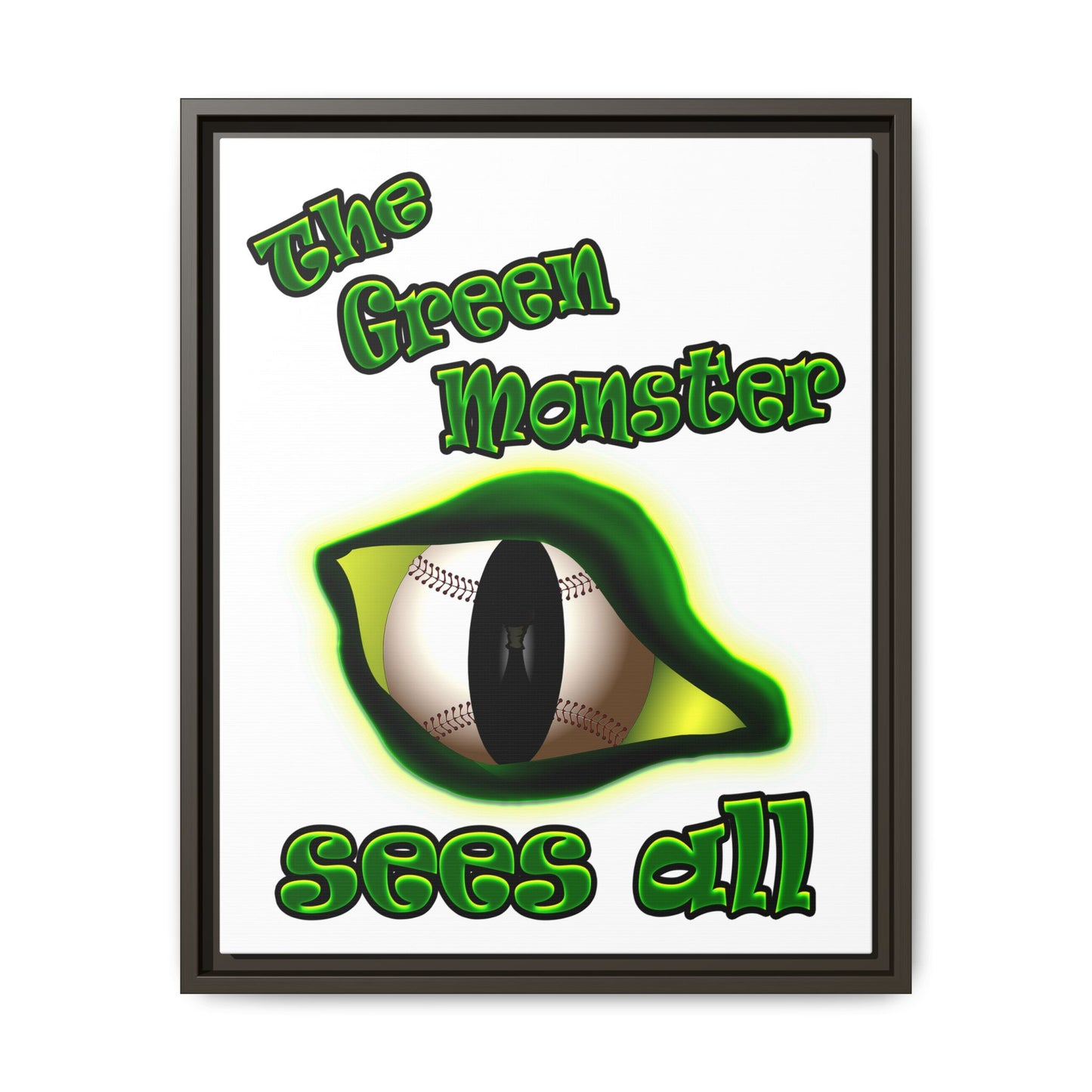green monster - framed canvas art (white)