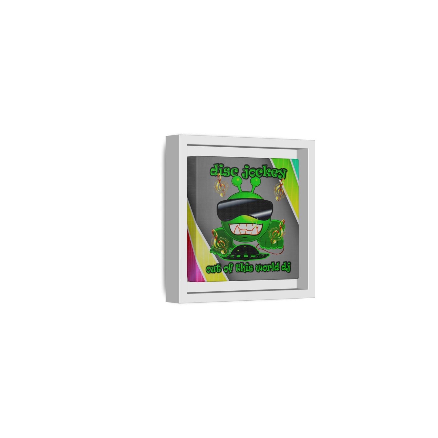 disc jockey - framed canvas art (rainbow split)