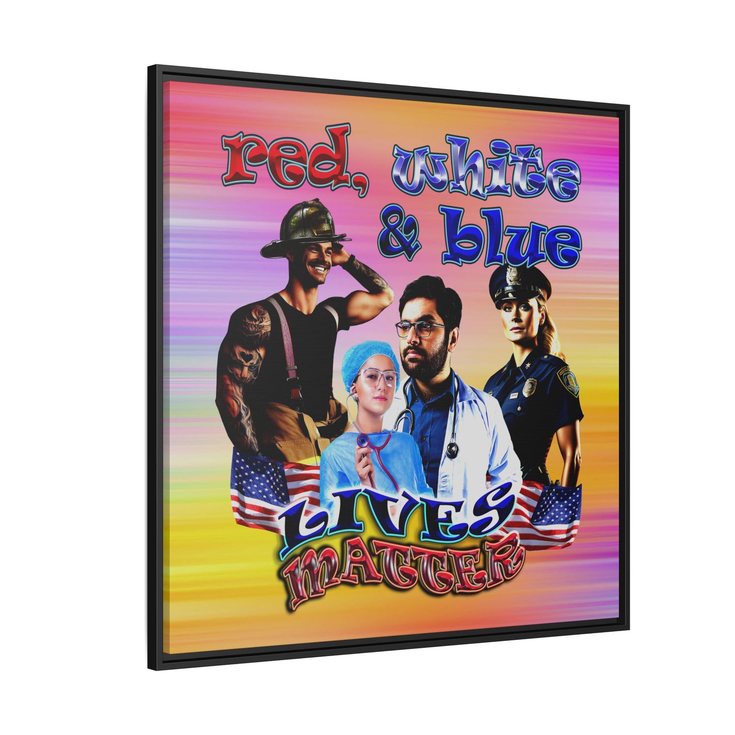 rw&b lives matter - framed canvas art (color blur)