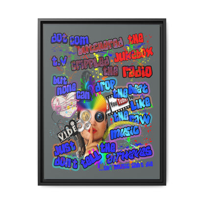 drop the beat - framed canvas art (dark grey)
