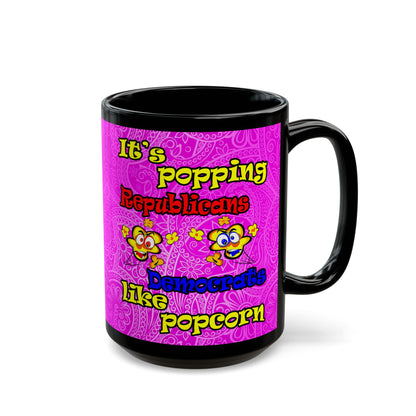 popping like popcorn - Black Mug (pink swirl)