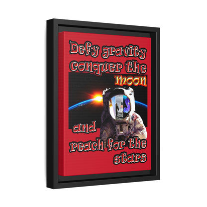 defy conquer reach - framed canvas art (dark red)