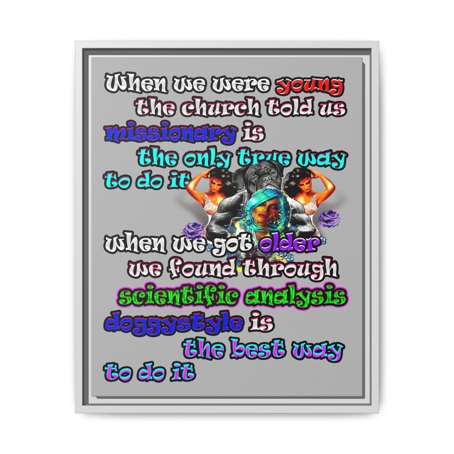 doggystyle - framed canvas art (light grey)