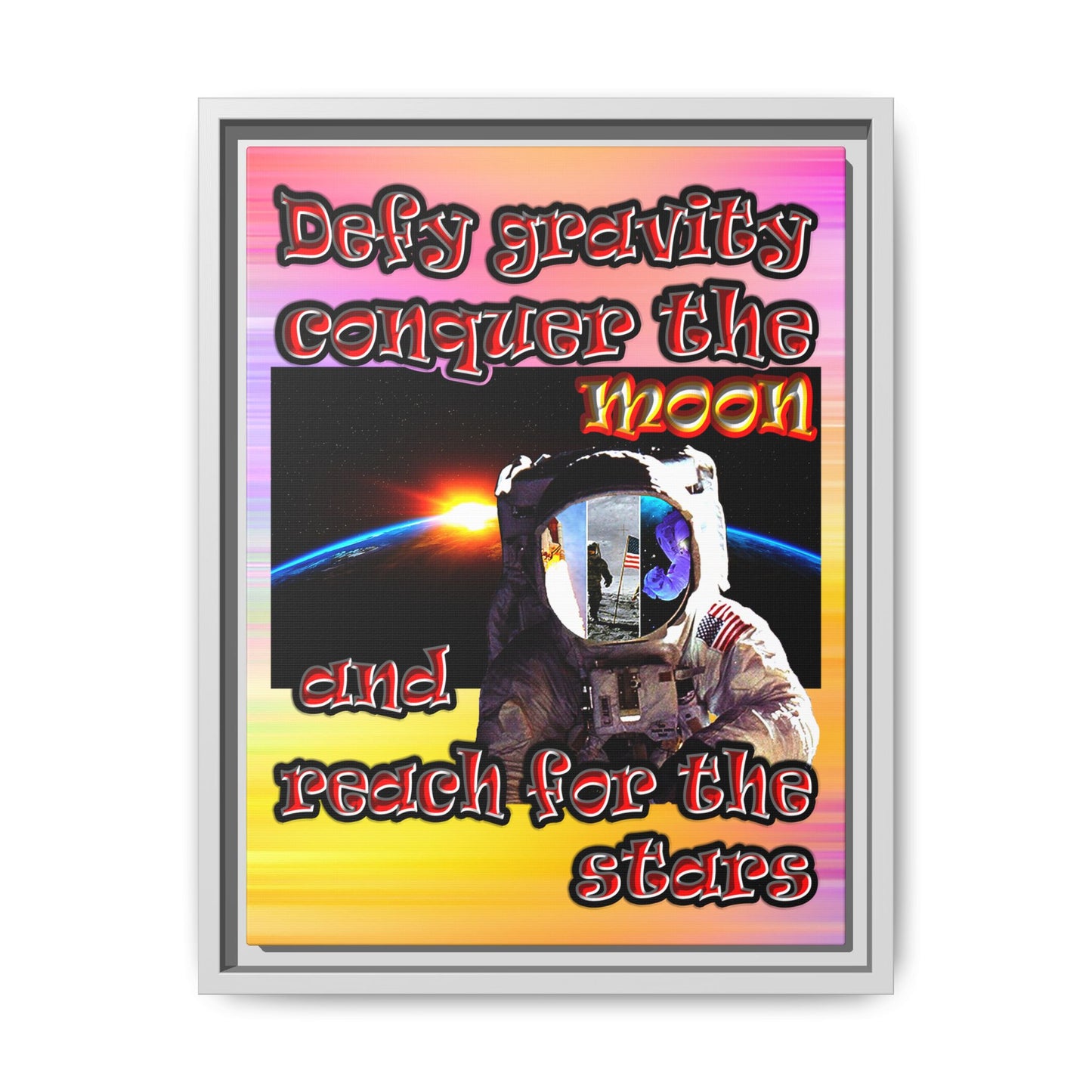 defy conquer reach - framed canvas art (color blur)