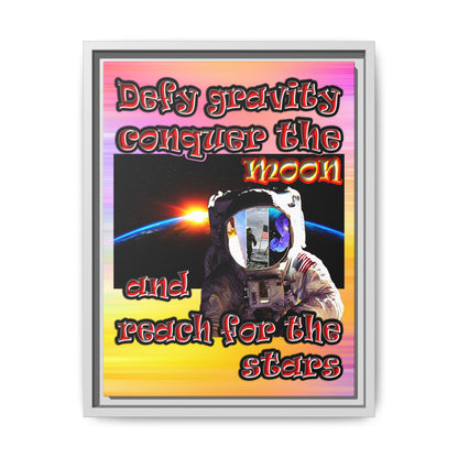 defy conquer reach - framed canvas art (color blur)