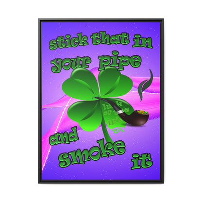 stick that in your pipe and smoke it - framed canvas art (purple-pink wave)