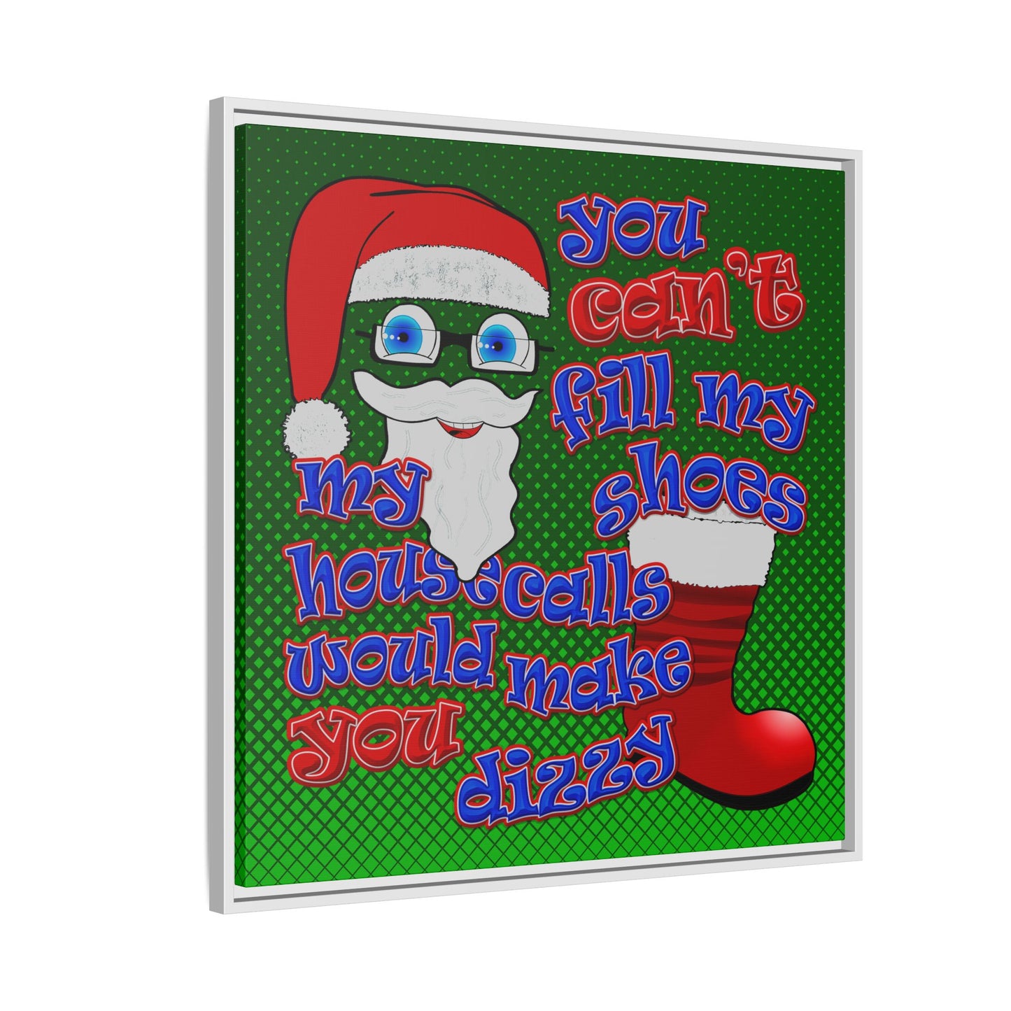 santa's shoes - framed canvas art (logo green)