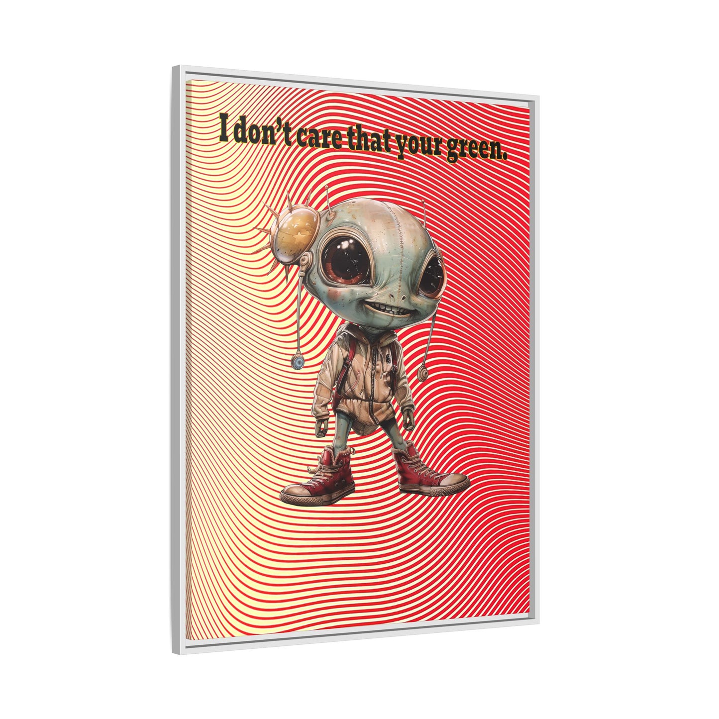 I don't care that your green - framed canvas art (yellow-orange wave)