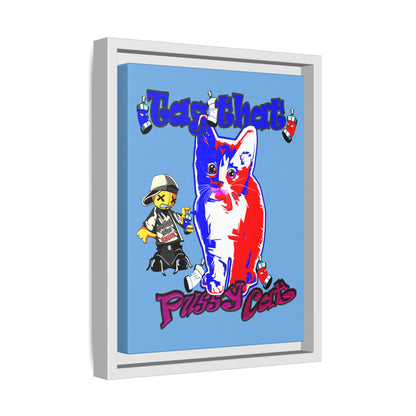 tag that - framed canvas art (light blue)