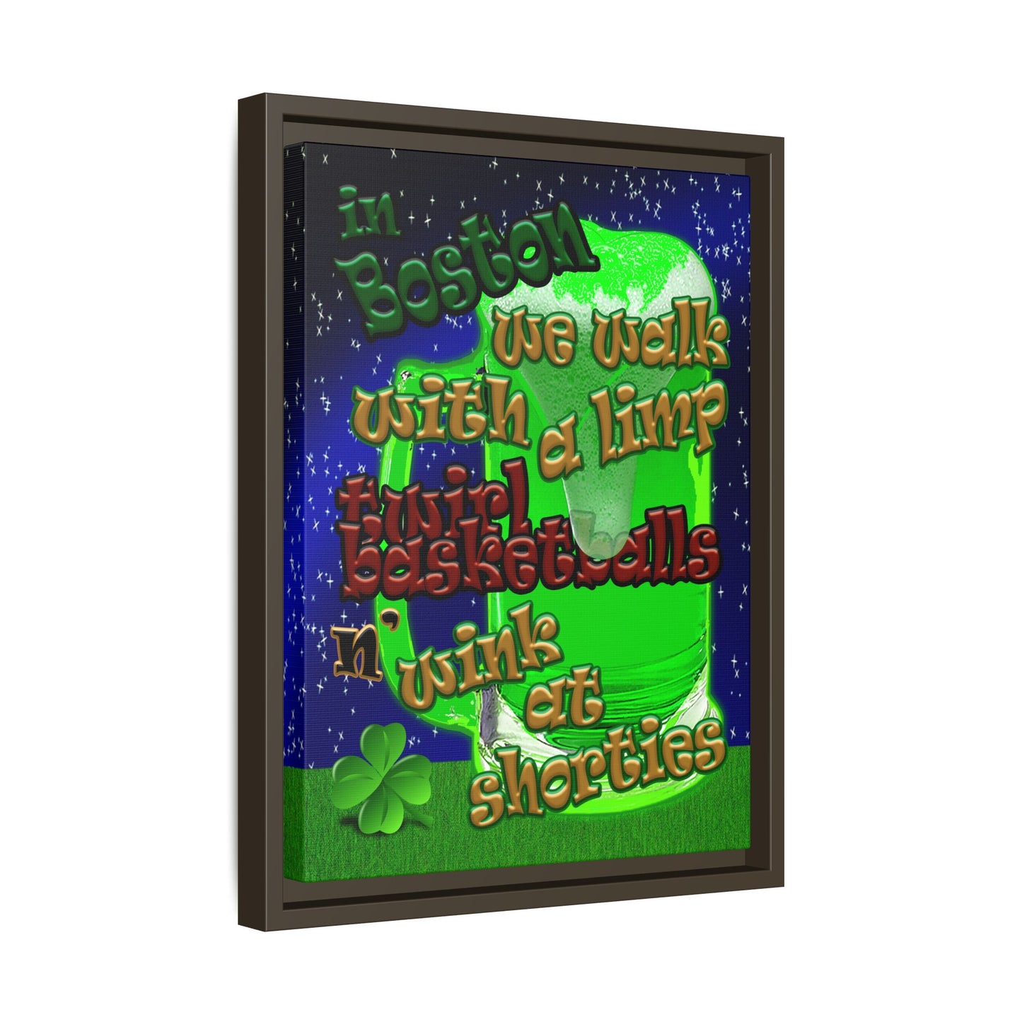 celtics logo - framed canvas art ('snoops' background)