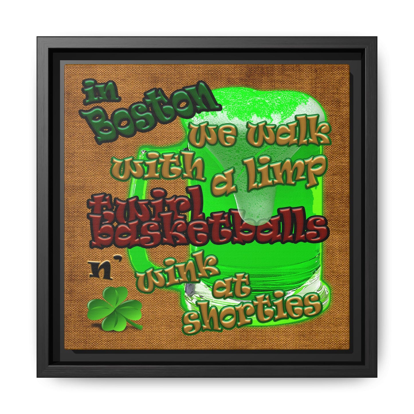 celtics logo - framed canvas art (brown papyrus)