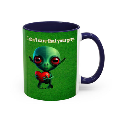 I don't care that your grey - Accent Mug (green turf)
