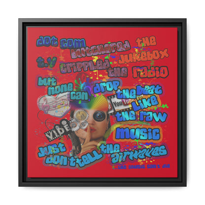 drop the beat - framed canvas art (dark red)