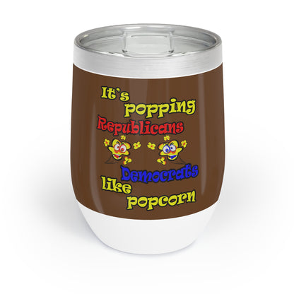 popping like popcorn - Chill Wine Tumbler (brown)