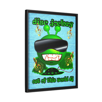 disc jockey - framed canvas art (faded blue)