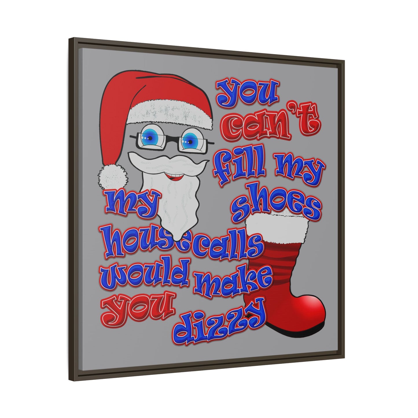 santa's shoes - framed canvas art (grey)